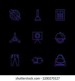 Set of 9 icons, for web, internet, mobile apps, interface design: business, finance, shopping, communication, fitness, computer, media, transportation, travel, easter, christmas, summer, device