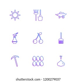 Set of 9 icons, for web, internet, mobile apps, interface design: business, finance, shopping, communication, fitness, computer, media, transportation, travel, easter, christmas, summer, device