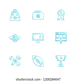 Set of 9 icons, for web, internet, mobile apps, interface design: business, finance, shopping, communication, fitness, computer, media, transportation, travel, easter, christmas, summer, device
