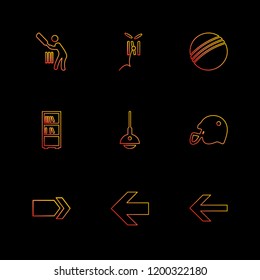 Set of 9 icons, for web, internet, mobile apps, interface design: business, finance, shopping, communication, fitness, computer, media, transportation, travel, easter, christmas, summer, device