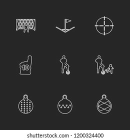 Set of 9 icons, for web, internet, mobile apps, interface design: business, finance, shopping, communication, fitness, computer, media, transportation, travel, easter, christmas, summer, device