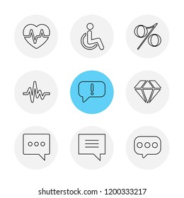 Set of 9 icons, for web, internet, mobile apps, interface design: business, finance, shopping, communication, fitness, computer, media, transportation, travel, easter, christmas, summer, device