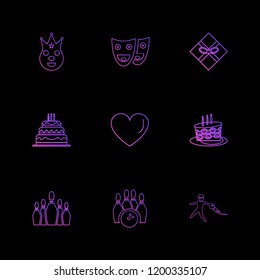 Set of 9 icons, for web, internet, mobile apps, interface design: business, finance, shopping, communication, fitness, computer, media, transportation, travel, easter, christmas, summer, device