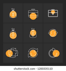 Set of 9 icons, for web, internet, mobile apps, interface design: business, finance, shopping, communication, fitness, computer, media, transportation, travel, easter, christmas, summer, device