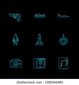 Set of 9 icons, for web, internet, mobile apps, interface design: business, finance, shopping, communication, fitness, computer, media, transportation, travel, easter, christmas, summer, device