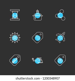 Set of 9 icons, for web, internet, mobile apps, interface design: business, finance, shopping, communication, fitness, computer, media, transportation, travel, easter, christmas, summer, device