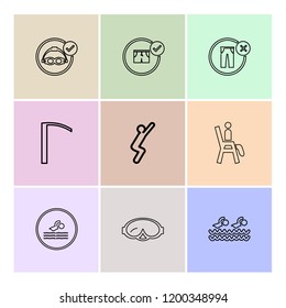 Set of 9 icons, for web, internet, mobile apps, interface design: business, finance, shopping, communication, fitness, computer, media, transportation, travel, easter, christmas, summer, device
