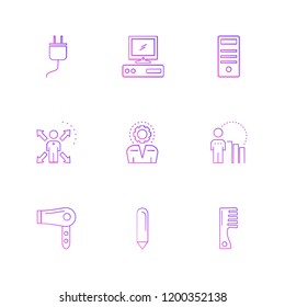 Set of 9 icons, for web, internet, mobile apps, interface design: business, finance, shopping, communication, fitness, computer, media, transportation, travel, easter, christmas, summer, device