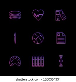 Set of 9 icons, for web, internet, mobile apps, interface design: business, finance, shopping, communication, fitness, computer, media, transportation, travel, easter, christmas, summer, device