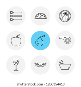 Set of 9 icons, for web, internet, mobile apps, interface design: business, finance, shopping, communication, fitness, computer, media, transportation, travel, easter, christmas, summer, device