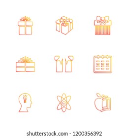 Set of 9 icons, for web, internet, mobile apps, interface design: business, finance, shopping, communication, fitness, computer, media, transportation, travel, easter, christmas, summer, device