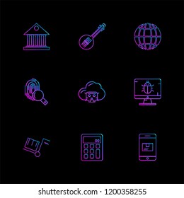 Set of 9 icons, for web, internet, mobile apps, interface design: business, finance, shopping, communication, fitness, computer, media, transportation, travel, easter, christmas, summer, device