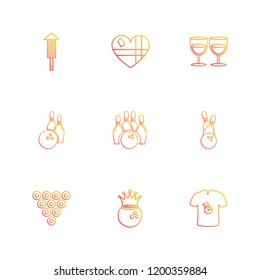 Set of 9 icons, for web, internet, mobile apps, interface design: business, finance, shopping, communication, fitness, computer, media, transportation, travel, easter, christmas, summer, device