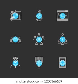 Set of 9 icons, for web, internet, mobile apps, interface design: business, finance, shopping, communication, fitness, computer, media, transportation, travel, easter, christmas, summer, device