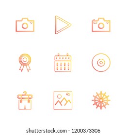 Set of 9 icons, for web, internet, mobile apps, interface design: business, finance, shopping, communication, fitness, computer, media, transportation, travel, easter, christmas, summer, device