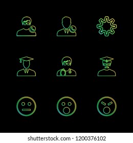 Set of 9 icons, for web, internet, mobile apps, interface design: business, finance, shopping, communication, fitness, computer, media, transportation, travel, easter, christmas, summer, device