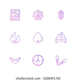 Set of 9 icons, for web, internet, mobile apps, interface design: business, finance, shopping, communication, fitness, computer, media, transportation, travel, easter, christmas, summer, device