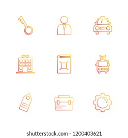 Set of 9 icons, for web, internet, mobile apps, interface design: business, finance, shopping, communication, fitness, computer, media, transportation, travel, easter, christmas, summer, device