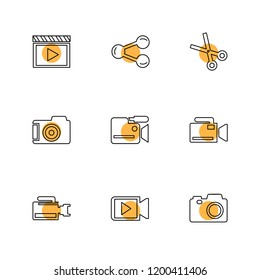 Set of 9 icons, for web, internet, mobile apps, interface design: business, finance, shopping, communication, fitness, computer, media, transportation, travel, easter, christmas, summer, device