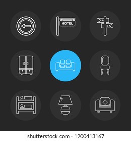 Set of 9 icons, for web, internet, mobile apps, interface design: business, finance, shopping, communication, fitness, computer, media, transportation, travel, easter, christmas, summer, device