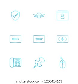 Set of 9 icons, for web, internet, mobile apps, interface design: business, finance, shopping, communication, fitness, computer, media, transportation, travel, easter, christmas, summer, device