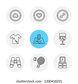 Set of 9 icons, for web, internet, mobile apps, interface design: business, finance, shopping, communication, fitness, computer, media, transportation, travel, easter, christmas, summer, device