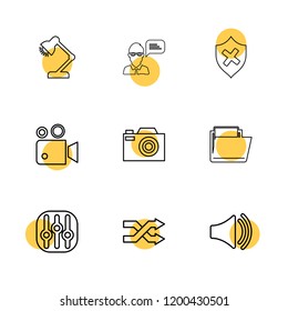 Set of 9 icons, for web, internet, mobile apps, interface design: business, finance, shopping, communication, fitness, computer, media, transportation, travel, easter, christmas, summer, device