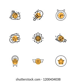 Set of 9 icons, for web, internet, mobile apps, interface design: business, finance, shopping, communication, fitness, computer, media, transportation, travel, easter, christmas, summer, device