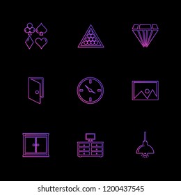 Set of 9 icons, for web, internet, mobile apps, interface design: business, finance, shopping, communication, fitness, computer, media, transportation, travel, easter, christmas, summer, device