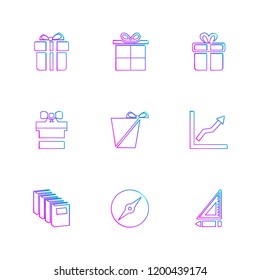 Set of 9 icons, for web, internet, mobile apps, interface design: business, finance, shopping, communication, fitness, computer, media, transportation, travel, easter, christmas, summer, device