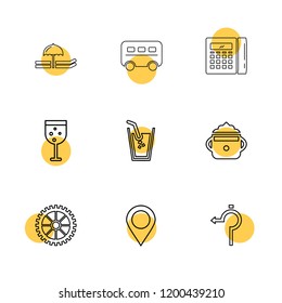 Set of 9 icons, for web, internet, mobile apps, interface design: business, finance, shopping, communication, fitness, computer, media, transportation, travel, easter, christmas, summer, device