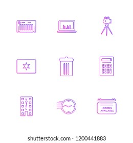 Set of 9 icons, for web, internet, mobile apps, interface design: business, finance, shopping, communication, fitness, computer, media, transportation, travel, easter, christmas, summer, device
