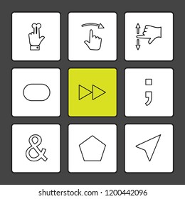 Set of 9 icons, for web, internet, mobile apps, interface design: business, finance, shopping, communication, fitness, computer, media, transportation, travel, easter, christmas, summer, device