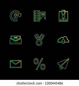 Set of 9 icons, for web, internet, mobile apps, interface design: business, finance, shopping, communication, fitness, computer, media, transportation, travel, easter, christmas, summer, device