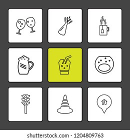 Set of 9 icons, for web, internet, mobile apps, interface design: business, finance, shopping, communication, fitness, computer, media, transportation, travel, easter, christmas, summer, device