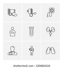 Set of 9 icons, for web, internet, mobile apps, interface design: business, finance, shopping, communication, fitness, computer, media, transportation, travel, easter, christmas, summer, device