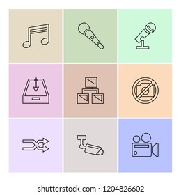 Set of 9 icons, for web, internet, mobile apps, interface design: business, finance, shopping, communication, fitness, computer, media, transportation, travel, easter, christmas, summer, device