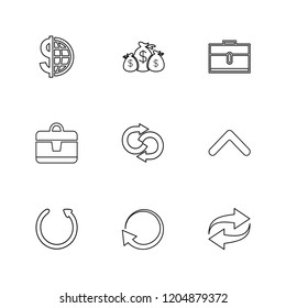 Set of 9 icons, for web, internet, mobile apps, interface design: business, finance, shopping, communication, fitness, computer, media, transportation, travel, easter, christmas, summer, device