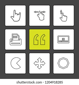 Set of 9 icons, for web, internet, mobile apps, interface design: business, finance, shopping, communication, fitness, computer, media, transportation, travel, easter, christmas, summer, device