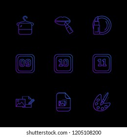 Set of 9 icons, for web, internet, mobile apps, interface design: business, finance, shopping, communication, fitness, computer, media, transportation, travel, easter, christmas, summer, device