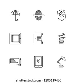 Set of 9 icons, for web, internet, mobile apps, interface design: business, finance, shopping, communication, fitness, computer, media, transportation, travel, easter, christmas, summer, device