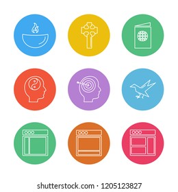 Set of 9 icons, for web, internet, mobile apps, interface design: business, finance, shopping, communication, fitness, computer, media, transportation, travel, easter, christmas, summer, device