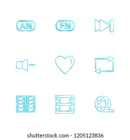 Set of 9 icons, for web, internet, mobile apps, interface design: business, finance, shopping, communication, fitness, computer, media, transportation, travel, easter, christmas, summer, device