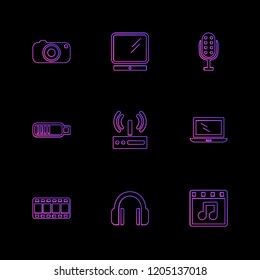 Set of 9 icons, for web, internet, mobile apps, interface design: business, finance, shopping, communication, fitness, computer, media, transportation, travel, easter, christmas, summer, device