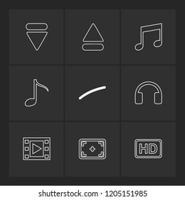 Set of 9 icons, for web, internet, mobile apps, interface design: business, finance, shopping, communication, fitness, computer, media, transportation, travel, easter, christmas, summer, device