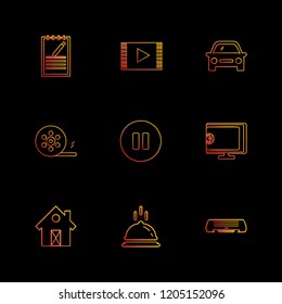 Set of 9 icons, for web, internet, mobile apps, interface design: business, finance, shopping, communication, fitness, computer, media, transportation, travel, easter, christmas, summer, device