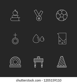 Set of 9 icons, for web, internet, mobile apps, interface design: business, finance, shopping, communication, fitness, computer, media, transportation, travel, easter, christmas, summer, device