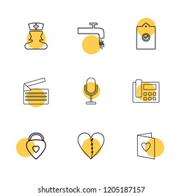 Set of 9 icons, for web, internet, mobile apps, interface design: business, finance, shopping, communication, fitness, computer, media, transportation, travel, easter, christmas, summer, device