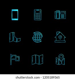 Set of 9 icons, for web, internet, mobile apps, interface design: business, finance, shopping, communication, fitness, computer, media, transportation, travel, easter, christmas, summer, device