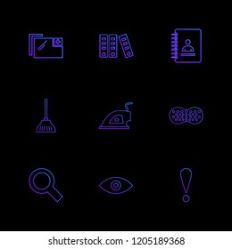 Set of 9 icons, for web, internet, mobile apps, interface design: business, finance, shopping, communication, fitness, computer, media, transportation, travel, easter, christmas, summer, device